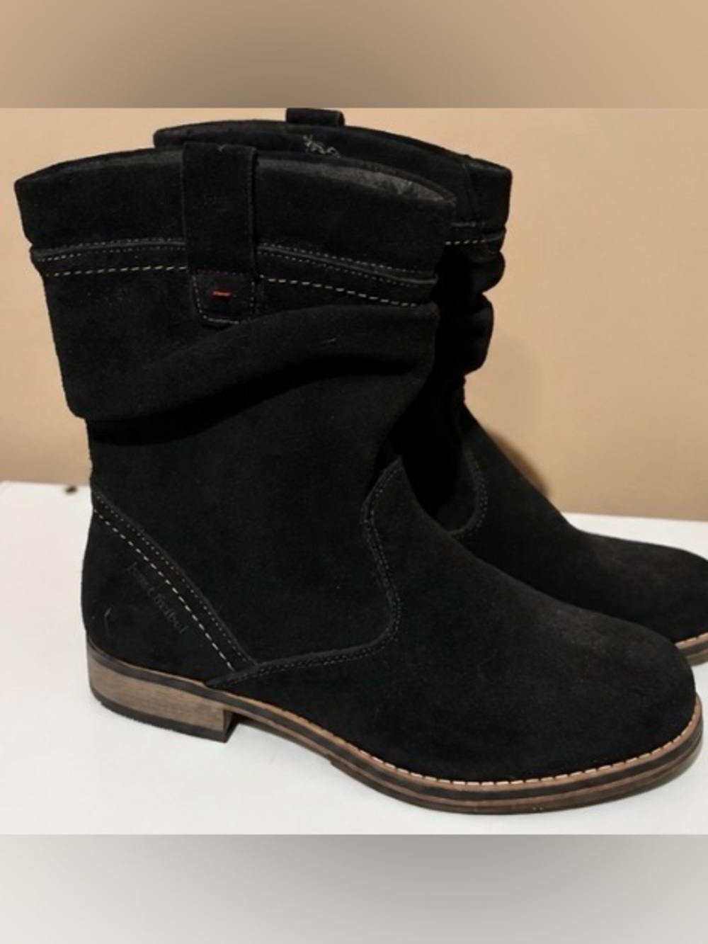 Josef Seibel Black Suede Slouch Ankle Boots Size 39